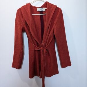 Anthropologie Rosie Neira Boiled Wool Wrap Jacket Orange Long Sleeves Medium